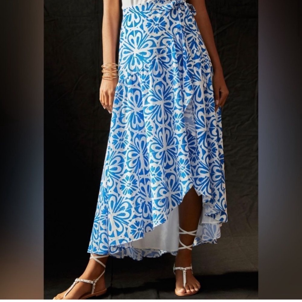 NWOT Anthropologie• Skirt | Blue & white | XS